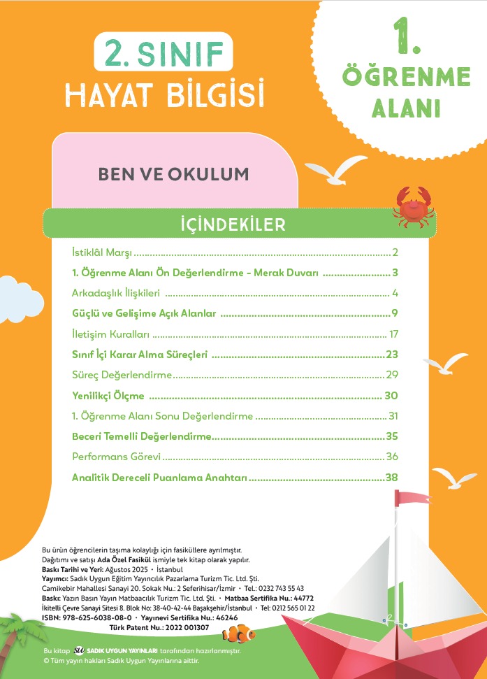2. SINIF HAYAT BİLGİSİ 1. FASİKÜL